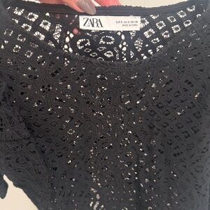 Zara Intricate Black Lace Blouse